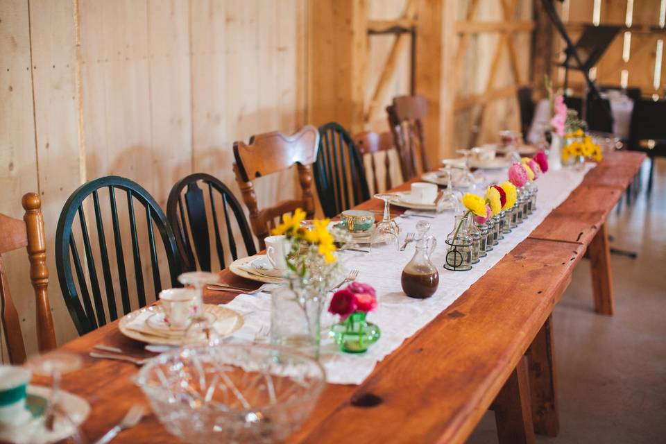 Wooden farm style tables