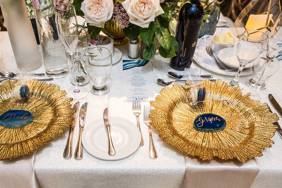 Navy geode place cards