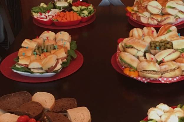 Sandwich and veggie platters