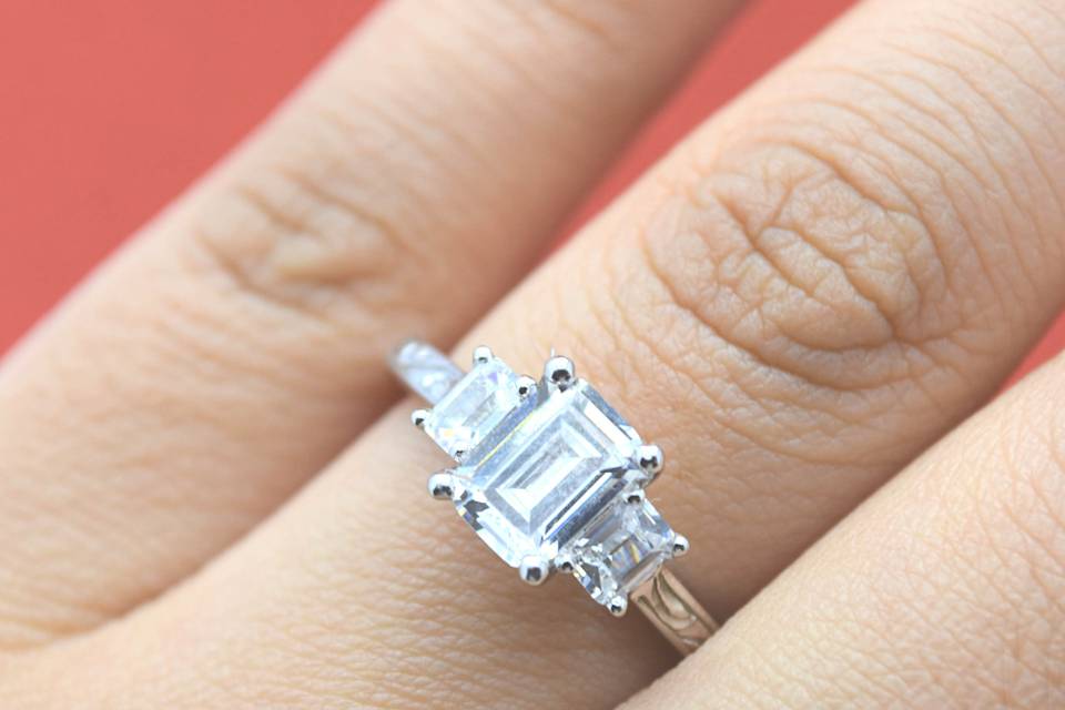 Emerald cut ring