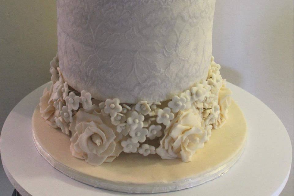 With edible sugar flowers