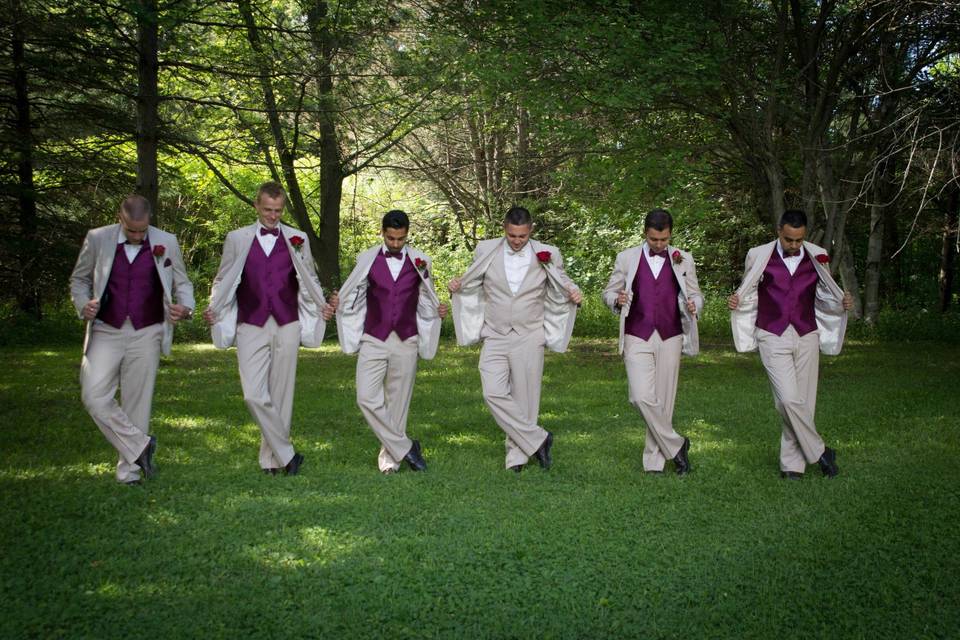 Groomsmen's back, alright!