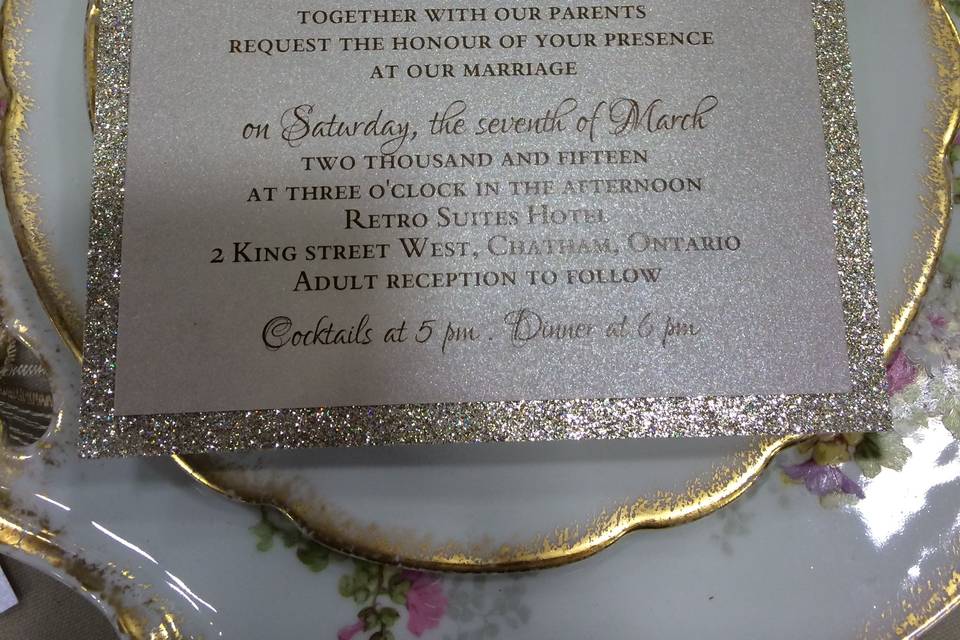 Glitter square invitation