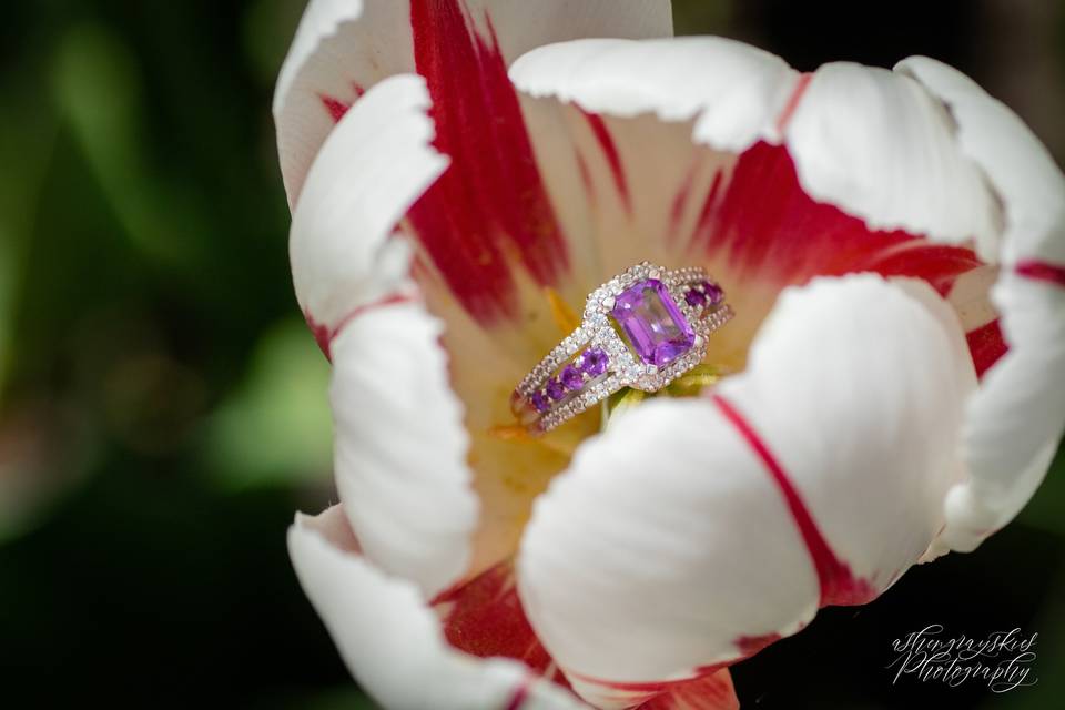 Engagement ring in bloom
