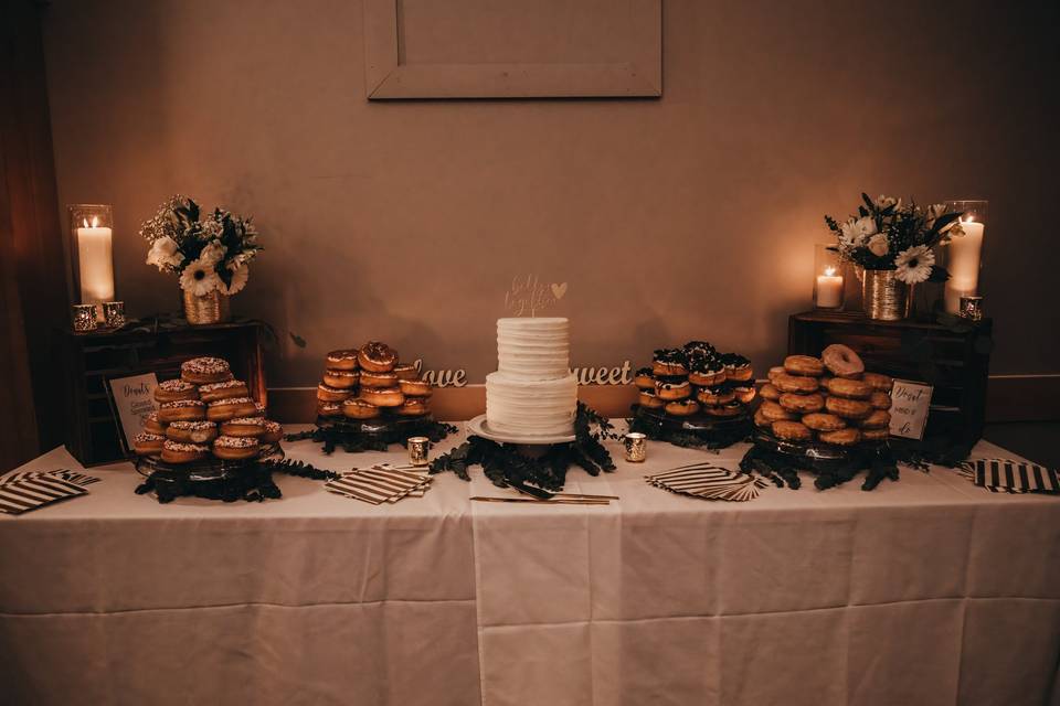 Wedding cake and donuts