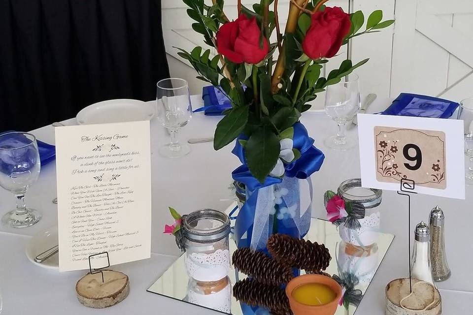 Head Table and cake Flowers