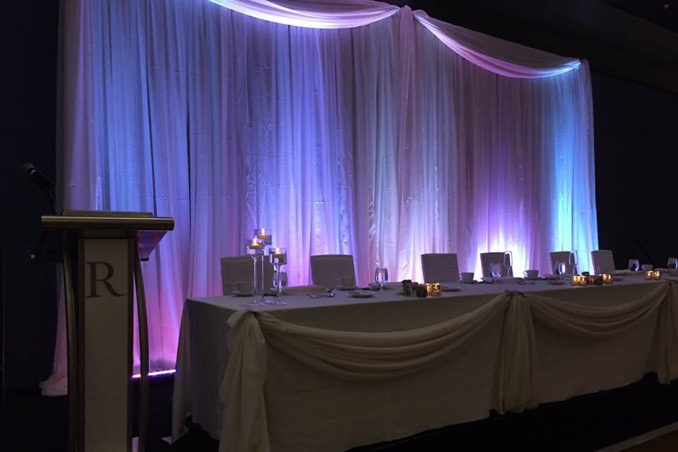Head table with up-lighting
