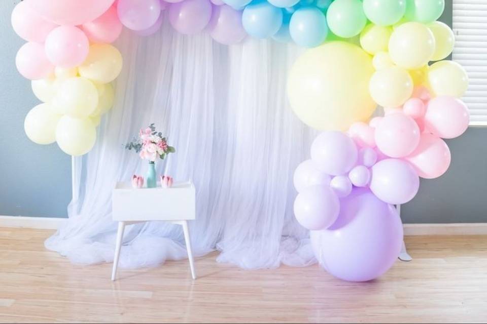 Square arch curtains and garland