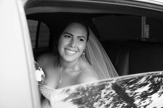 Bride in Limo