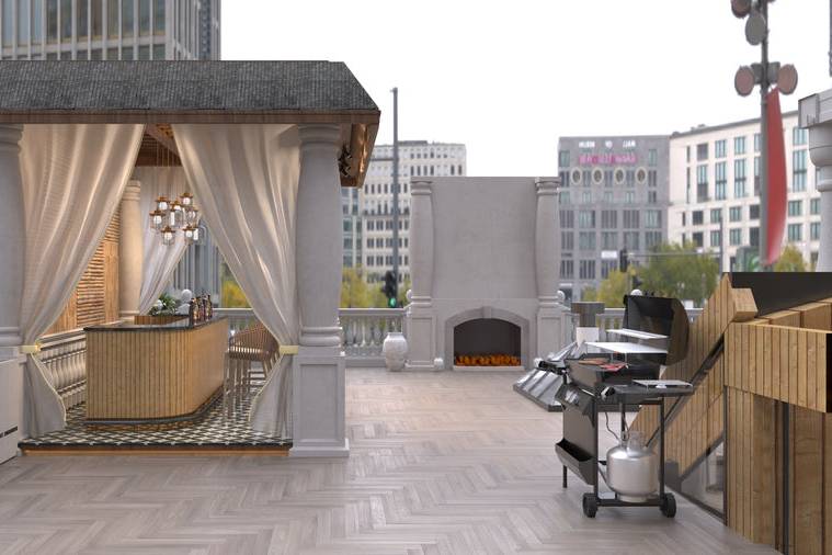 Rooftop patio rendering