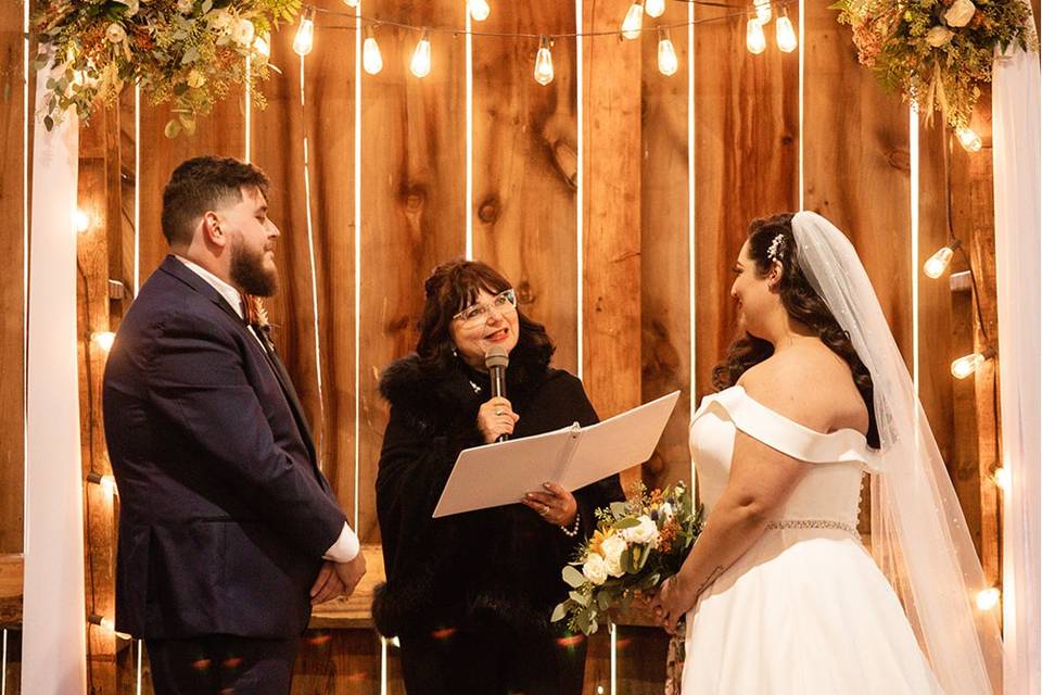 A ceremony in a Barn