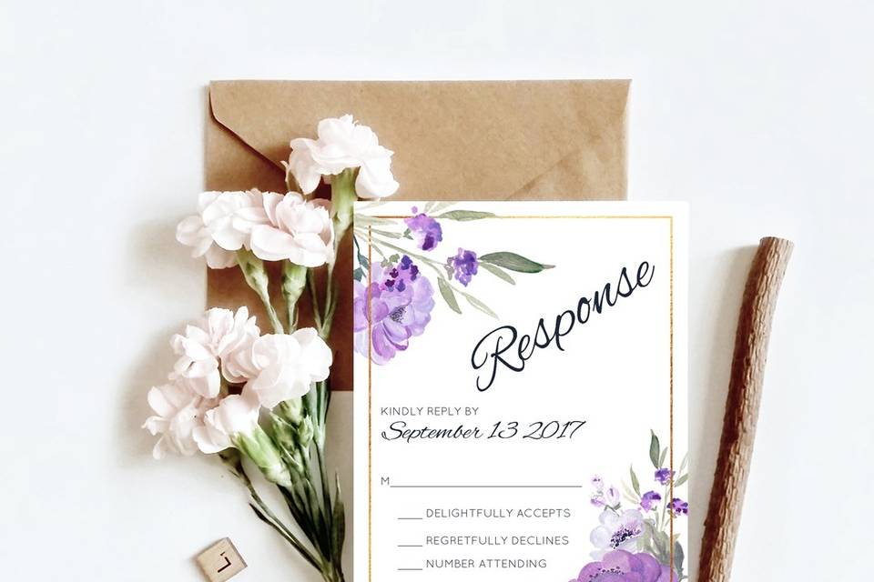 Lilac & Gold RSVP