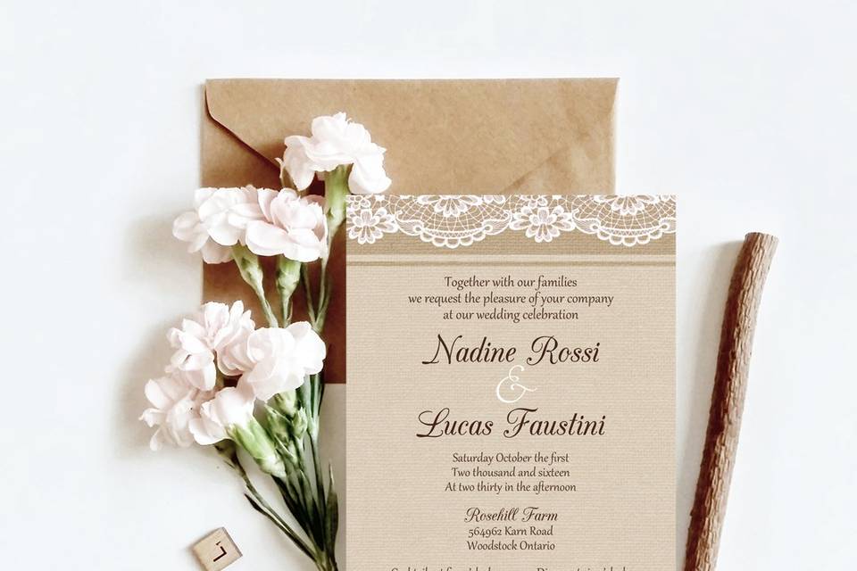 Burlap & Lace Invitation