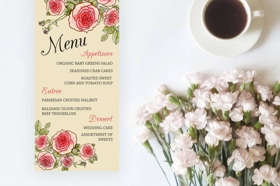 Summer Floral Menu & Tag