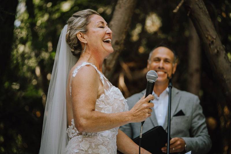 Bride laughing