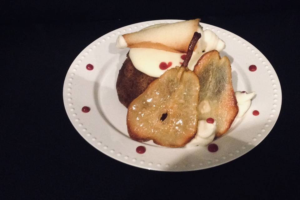 Ginger cake & candied pears
