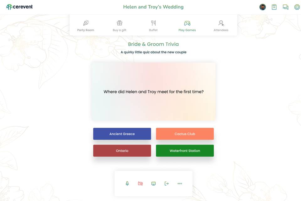 Wedding trivia game