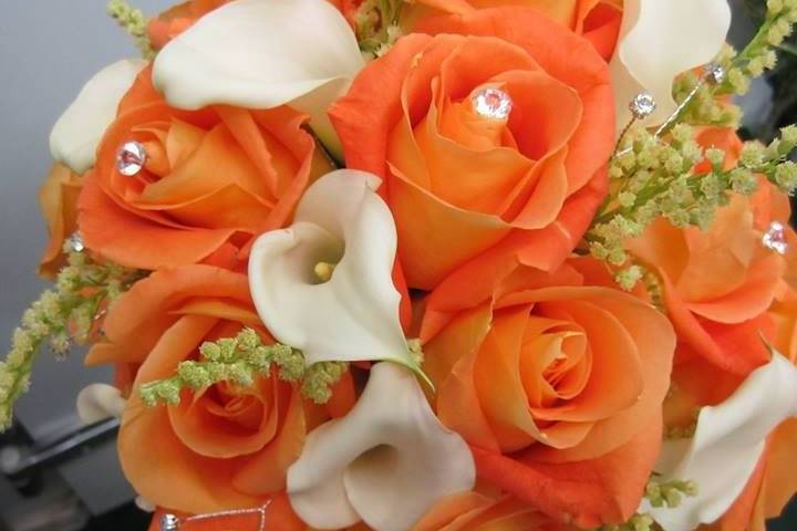 Bright orange and callas