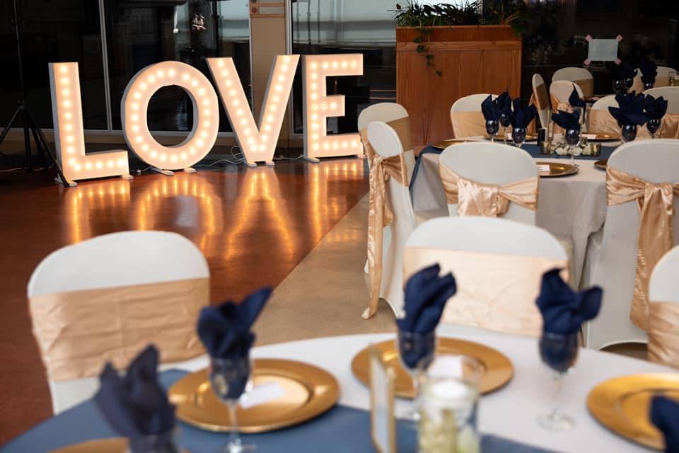 Love Marquee Navy Blue Gold