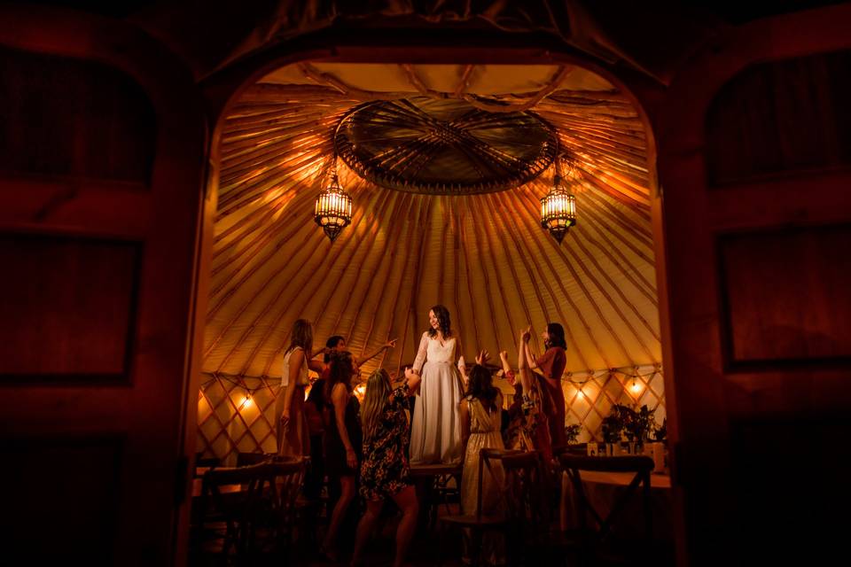 Lotus yurt with lighting