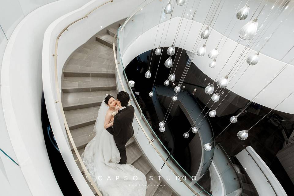 Wedding Couple at stair