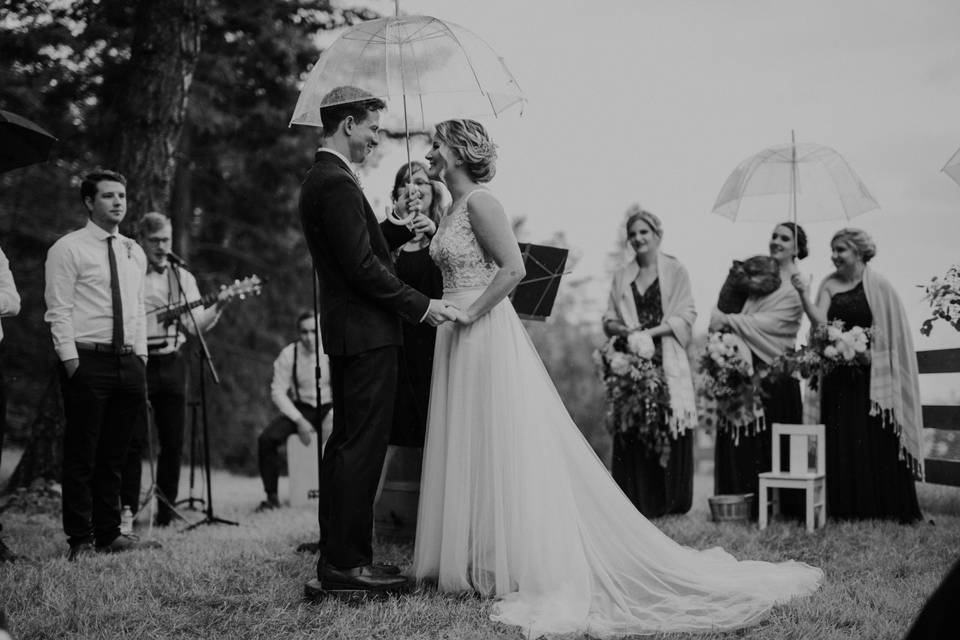 A rainy wedding