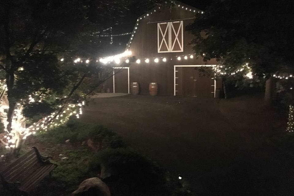 Barn all lit up