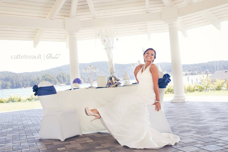 Posing under the gazebo