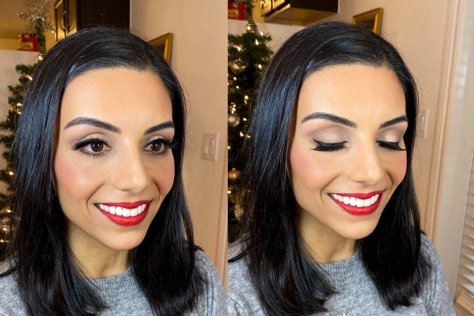 Red lip makeup look