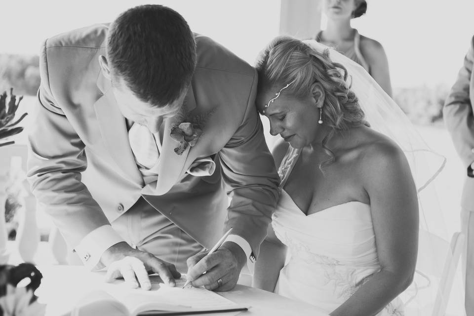 Signing marriage certificate