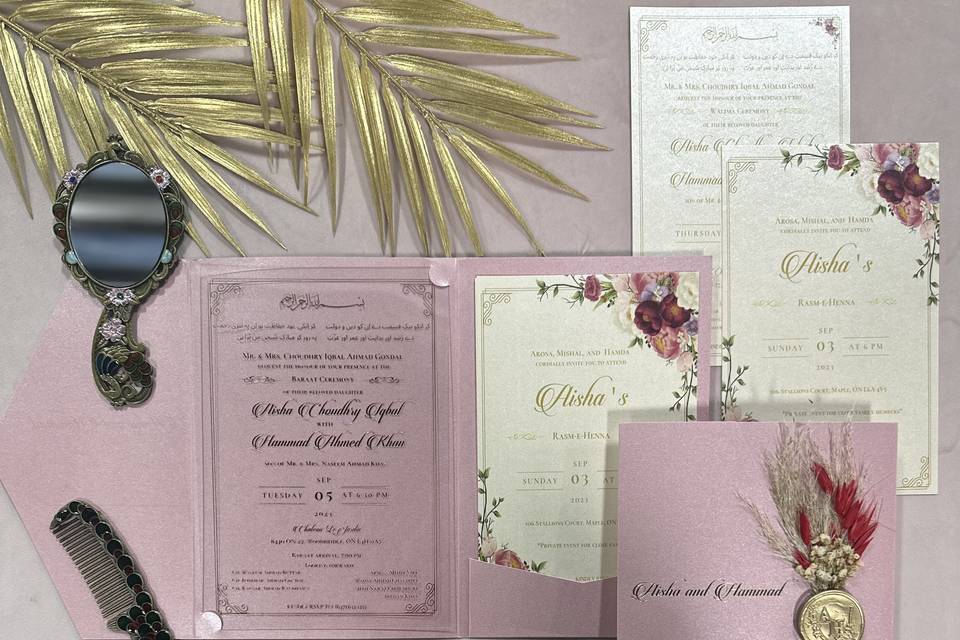 Pink Metallic Invites