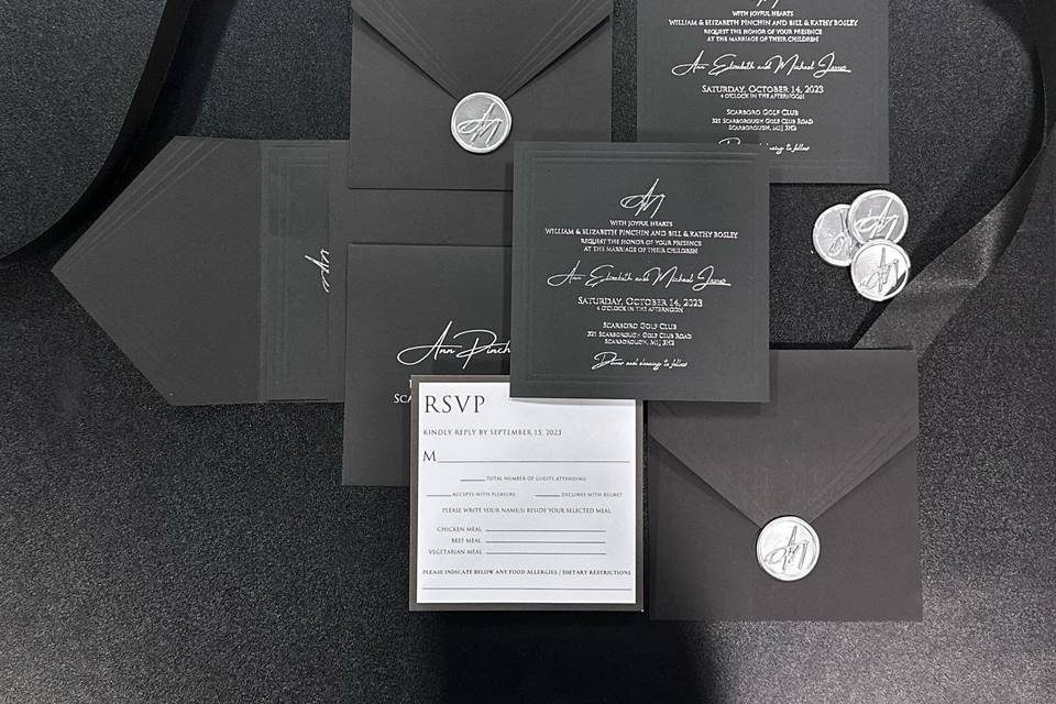 Black and Silver Invites