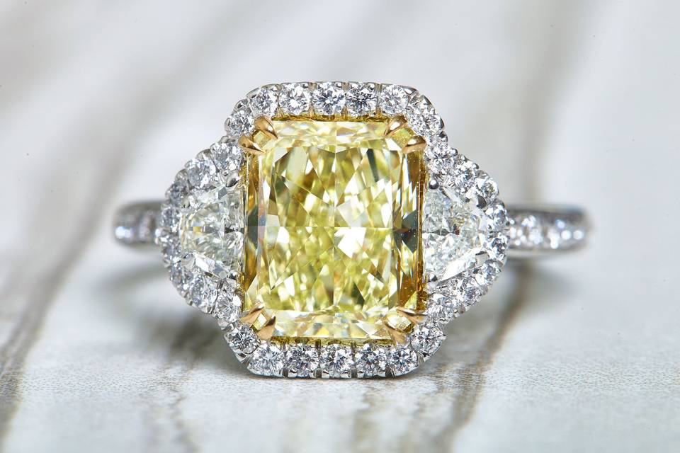 Yellow diamond with halo