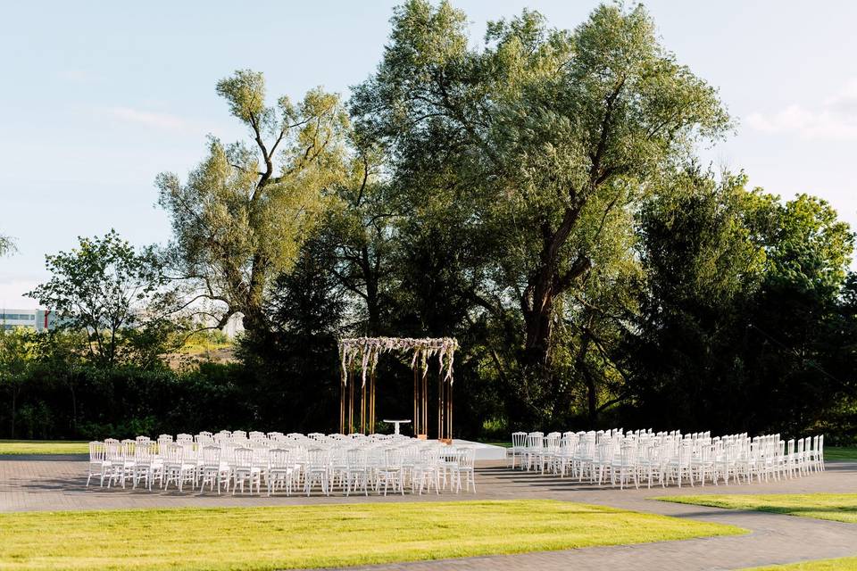 Rented pergola for ceremony