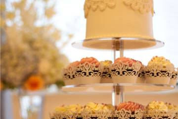 Wedding cake and cupcake tiers