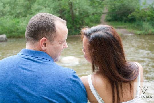 Engagement overlooking water