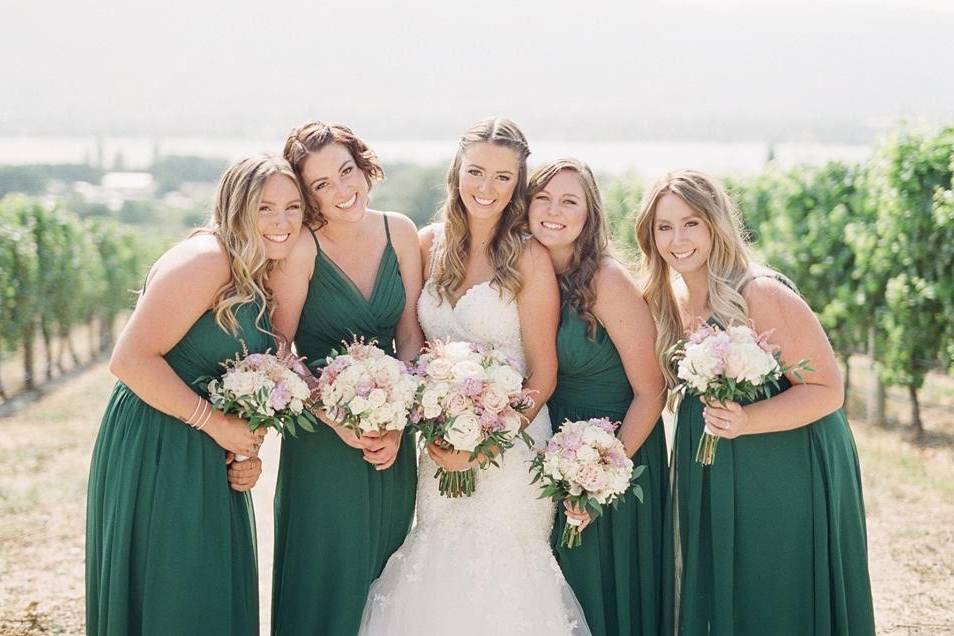 Bride and bridesmaids