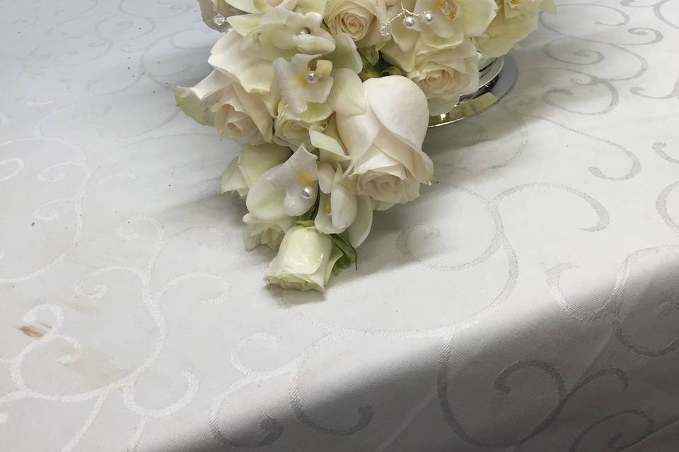 Cascade all white bouquet