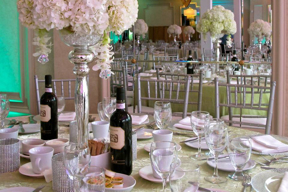 White Photo wall with flowers