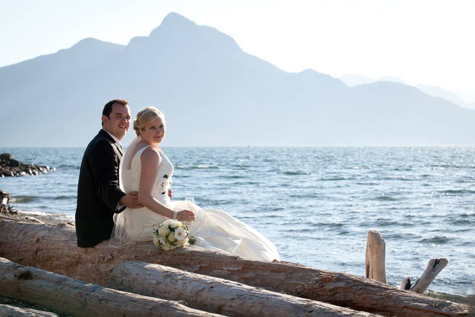 Wedding couple at beach