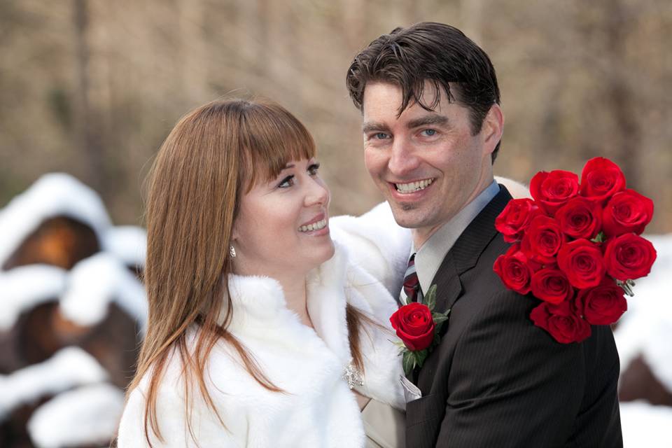 Winter wedding portrait