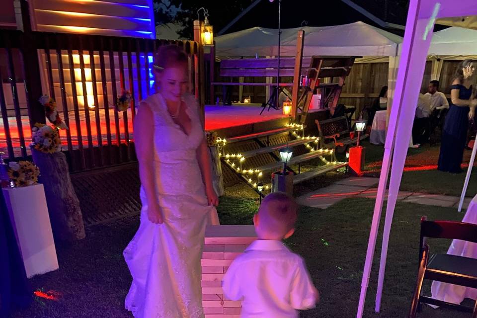 Giant Jenga at a wedding