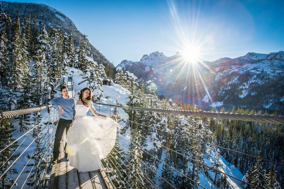 Winter wedding portrait