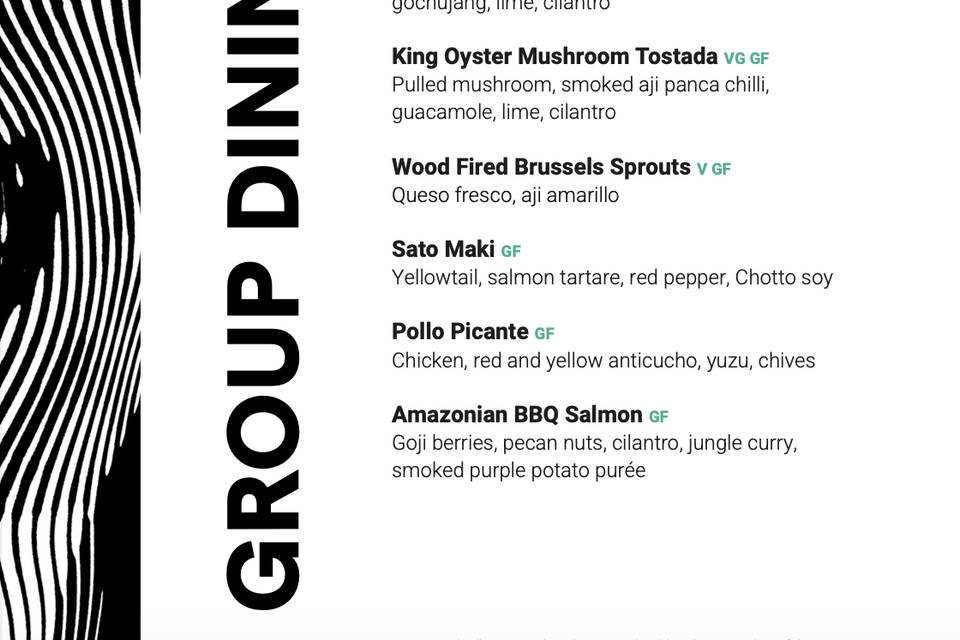 Group Dining Menu 1