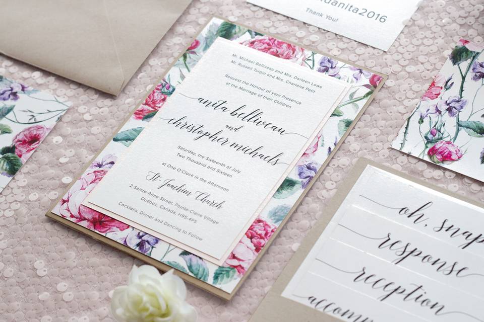 Floral wedding invitation