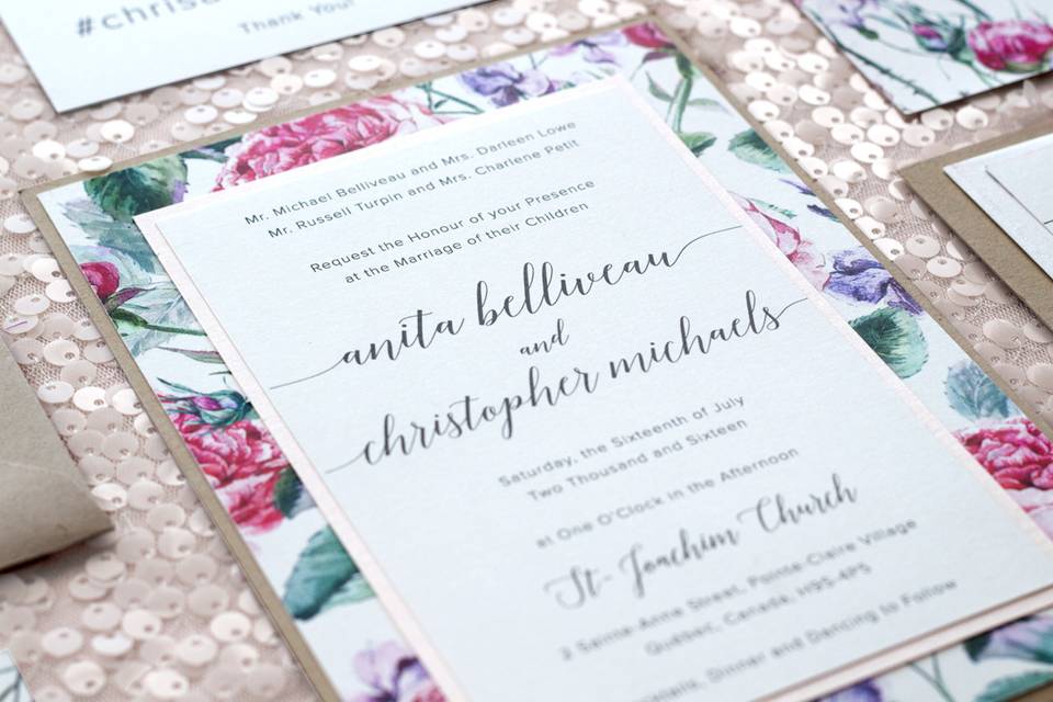 Floral wedding invitation