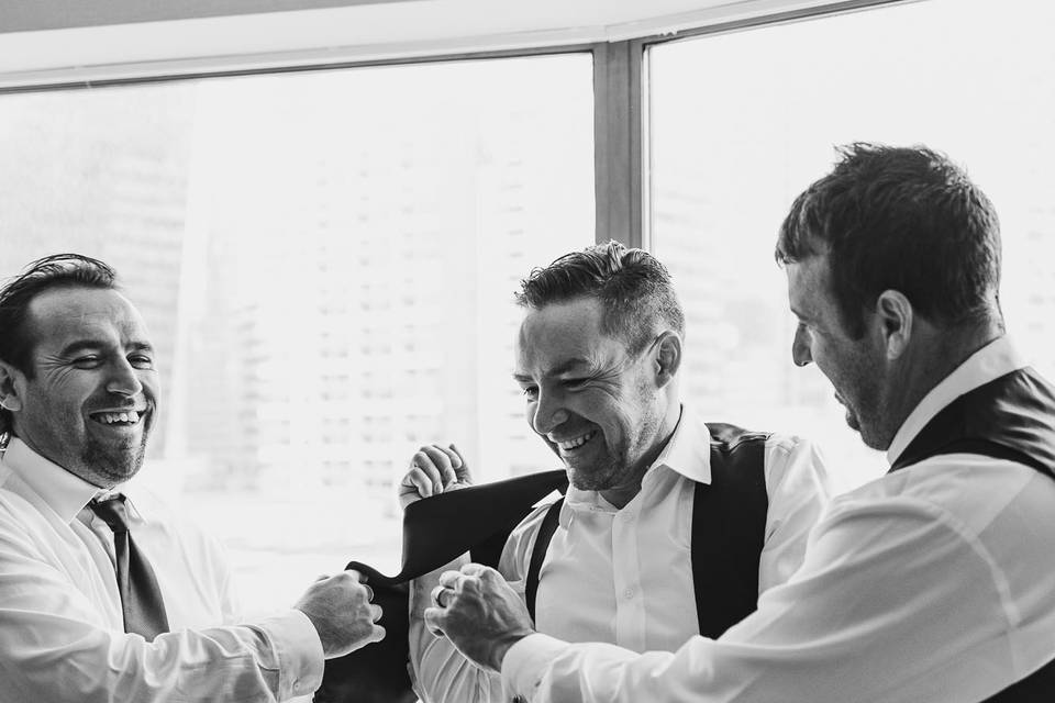 Groom getting ready