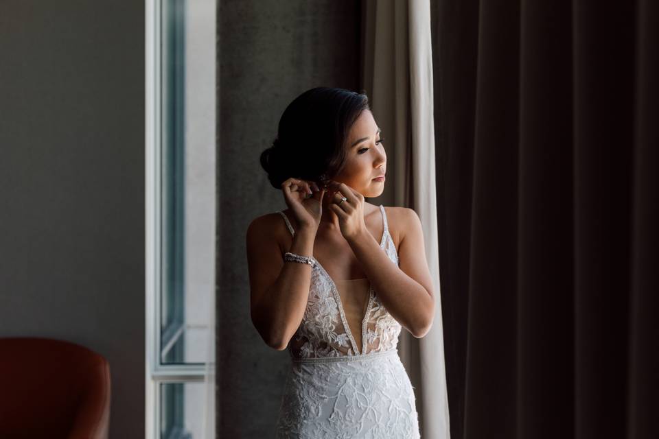 Bride getting ready