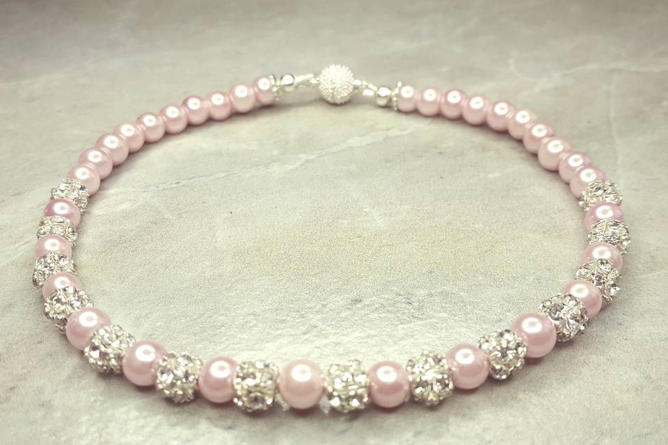 Baby Pink Flower Girl Necklace