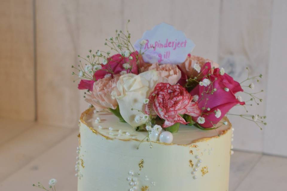 Pink engagement cake